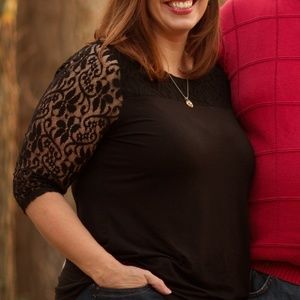 Lane Bryant 14/16 Black 3/4 sleeve top with lace